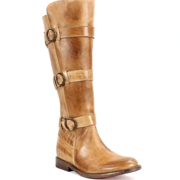 BedStu Tan Leather Knee-High Boots with Buckles; NWOT with box - Picture 2 of 6